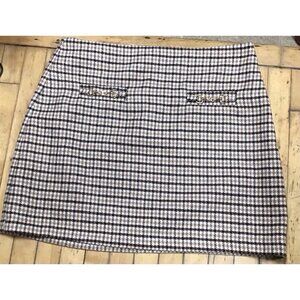 Woman’s New Brown Gingham Loft Skirt Size 14 🤎